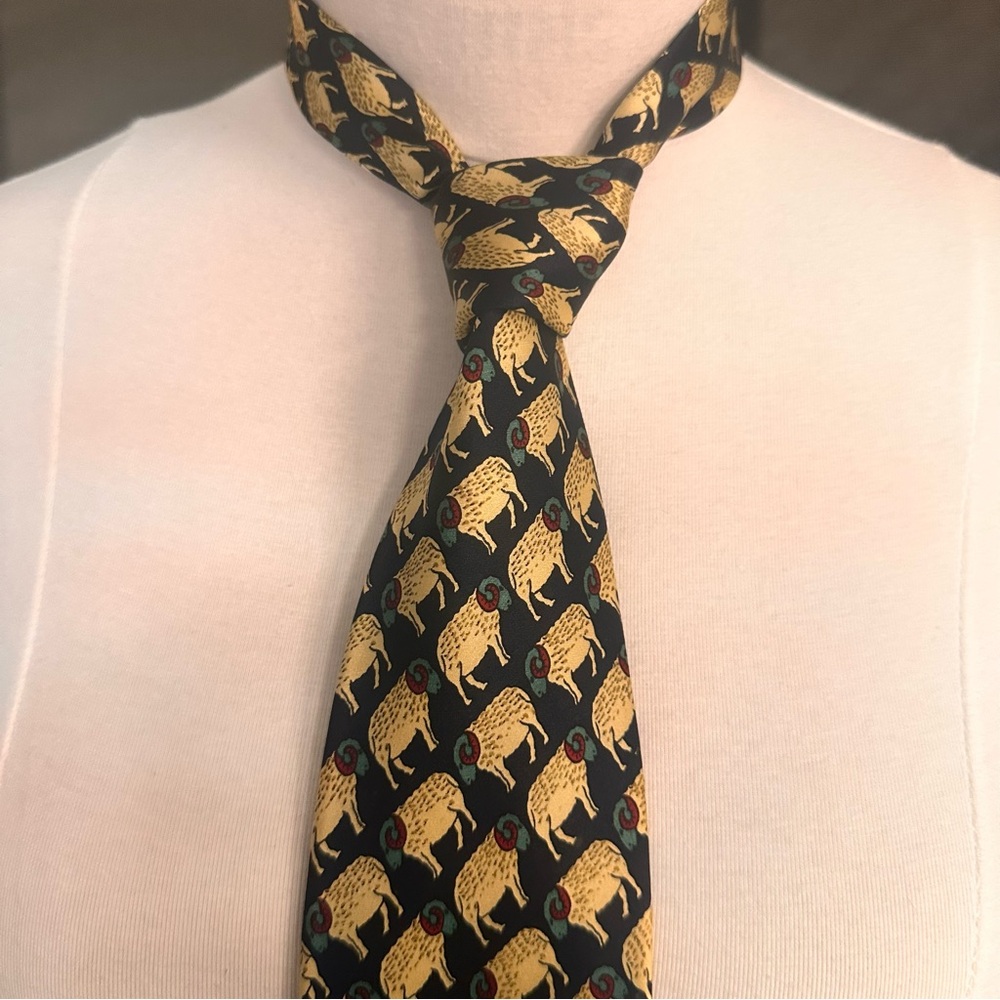Sinsabang Tie Vintage Animal Print Sheep Geometric Multicolor Office Necktie Bow